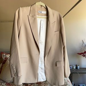Zara Oversized Blazer - Linen Beige (Khaki)